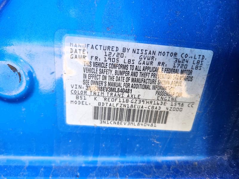 Aukcja sprzedaży 2021 Nissan Versa, vin: 3N1CN8EV3ML840481, numer aukcji: 49754166
