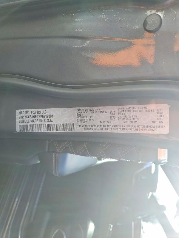 2023 Jeep Grand Cherokee მანქანა იყიდება აუქციონზე, vin: 1C4RJHEGXP8712391, აუქციონის ნომერი: 50116206
