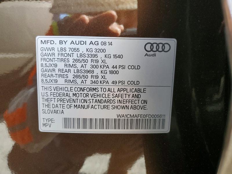 Aukcja sprzedaży 2015 Audi Q7, vin: WA1CMAFE0FD005611, numer aukcji: 50437086
