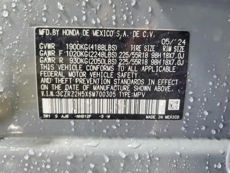 2025 Honda Hr-v მანქანა იყიდება აუქციონზე, vin: 3CZRZ2H5XSM700305, აუქციონის ნომერი: 48711166