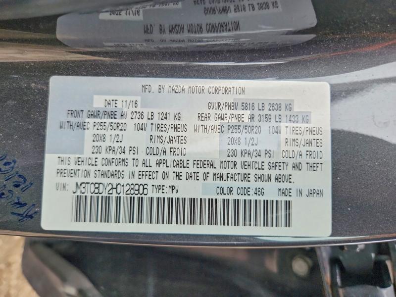 49890806 :رقم المزاد ، JM3TCBDY2H0128906 vin ، 2017 Mazda Cx-9 مزاد بيع