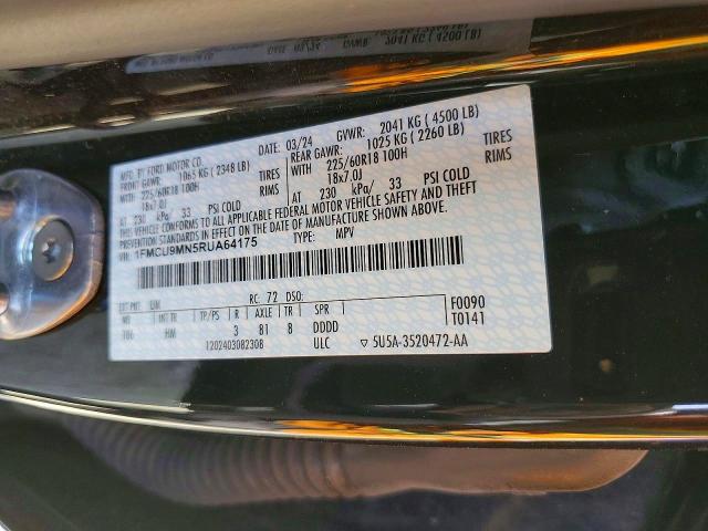 50518936 :رقم المزاد ، 1FMCU9MN5RUA64175 vin ، 2024 Ford Escape مزاد بيع