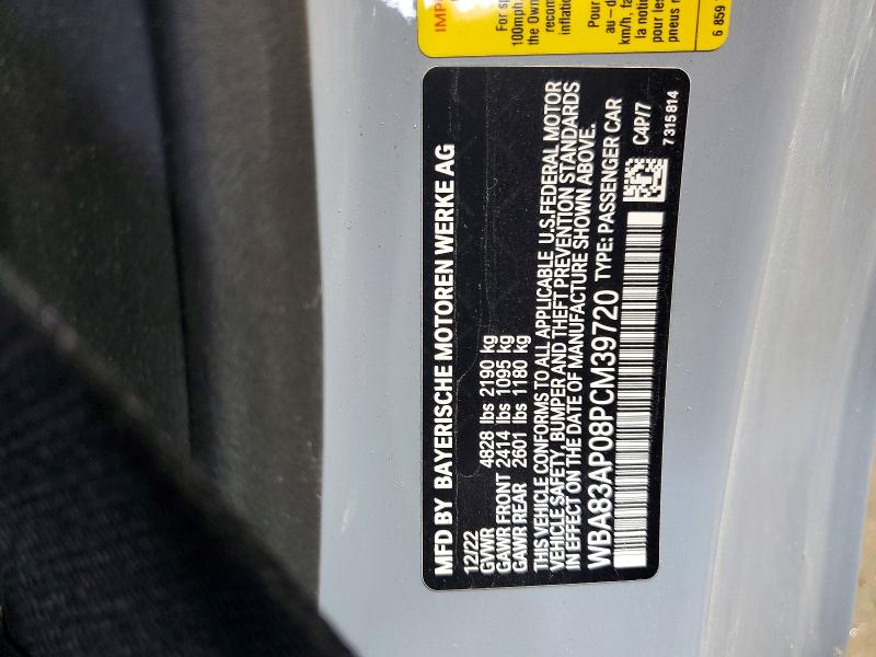 Продаж на аукціоні авто 2023 Bmw M440i, vin: WBA83AP08PCM39720, номер лоту: 51163246