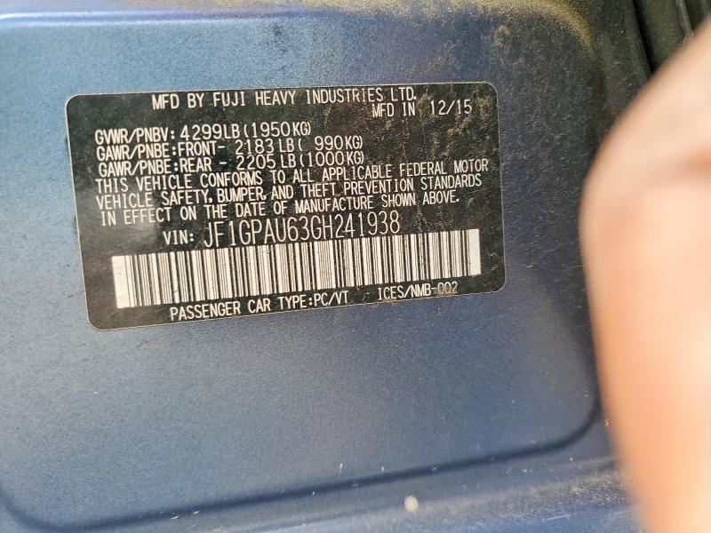 Aukcja sprzedaży 2016 Subaru Impreza, vin: JF1GPAU63GH241938, numer aukcji: 48072316