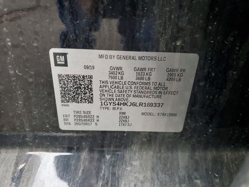 2020 Cadillac Escalade მანქანა იყიდება აუქციონზე, vin: 1GYS4HKJ6LR169337, აუქციონის ნომერი: 48693786