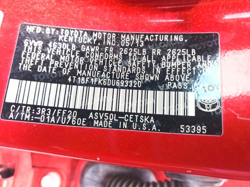 48406906 :رقم المزاد ، 4T1BF1FK6DU693320 vin ، 2013 Toyota Camry مزاد بيع