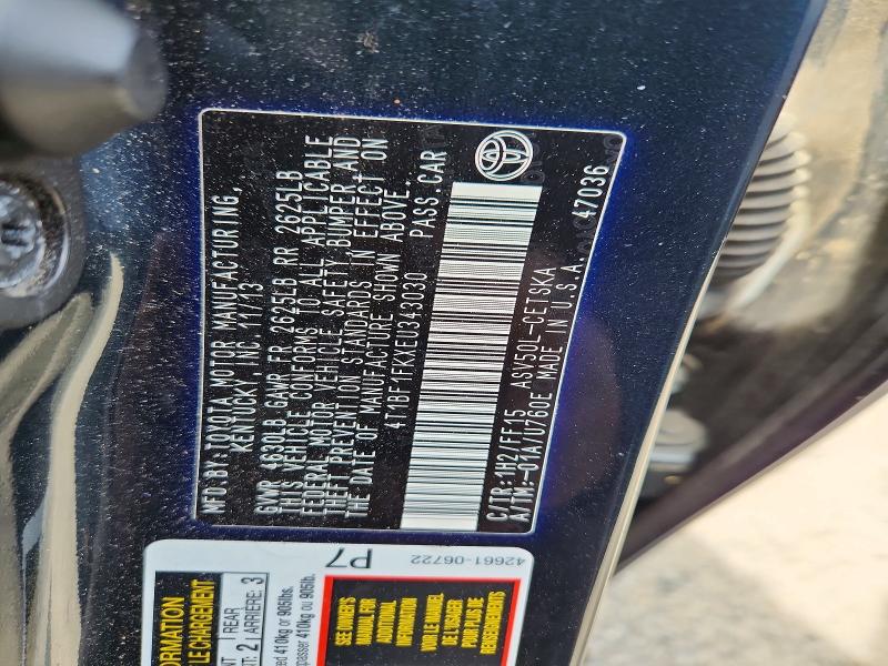 2014 Toyota Camry მანქანა იყიდება აუქციონზე, vin: 4T1BF1FKXEU343030, აუქციონის ნომერი: 49004556