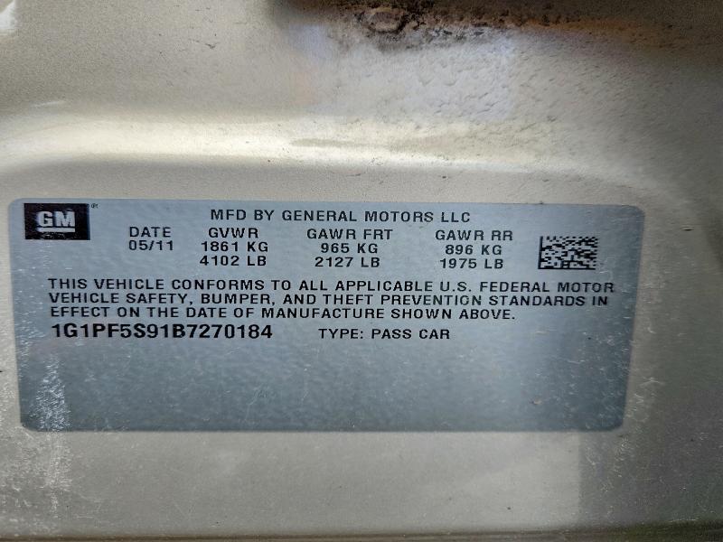 2011 Chevrolet Cruze მანქანა იყიდება აუქციონზე, vin: 1G1PF5S91B7270184, აუქციონის ნომერი: 50547576
