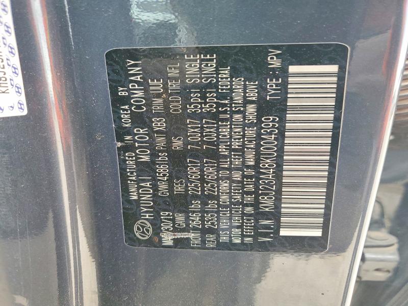 2019 Hyundai Tucson მანქანა იყიდება აუქციონზე, vin: KM8J23A48KU004399, აუქციონის ნომერი: 51888926