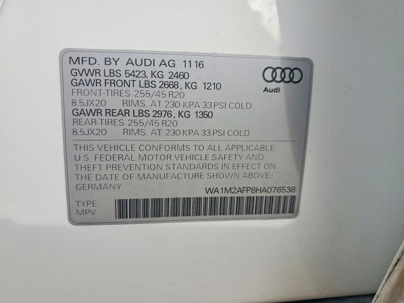Продаж на аукціоні авто 2017 Audi Q5, vin: WA1M2AFP8HA076538, номер лоту: 48866896