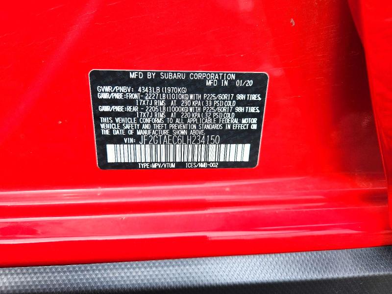 49809246 :رقم المزاد ، JF2GTAEC6LH234150 vin ، 2020 Subaru Crosstrek مزاد بيع