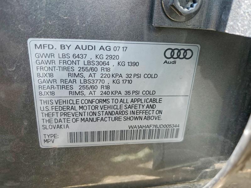 Продажа на аукционе авто 2018 Audi Q7, vin: WA1AHAF76JD005344, номер лота: 50325526
