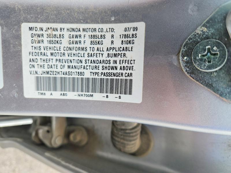 Aukcja sprzedaży 2010 Honda Insight, vin: JHMZE2H74AS017880, numer aukcji: 51673706