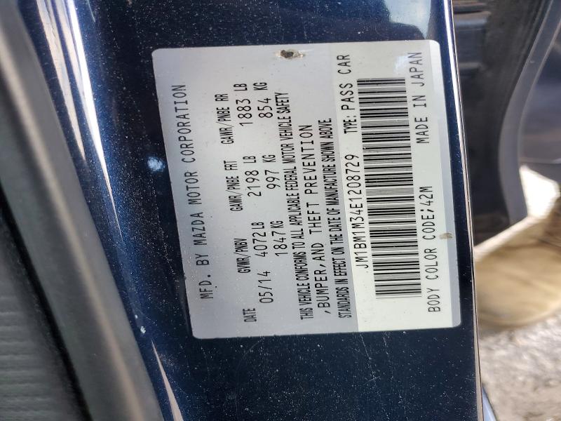 50834166 :رقم المزاد ، JM1BM1M34E1208729 vin ، 2014 Mazda 3 مزاد بيع
