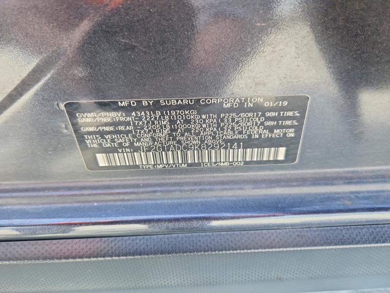 2019 Subaru Crosstrek მანქანა იყიდება აუქციონზე, vin: JF2GTADC9K8292141, აუქციონის ნომერი: 48144376