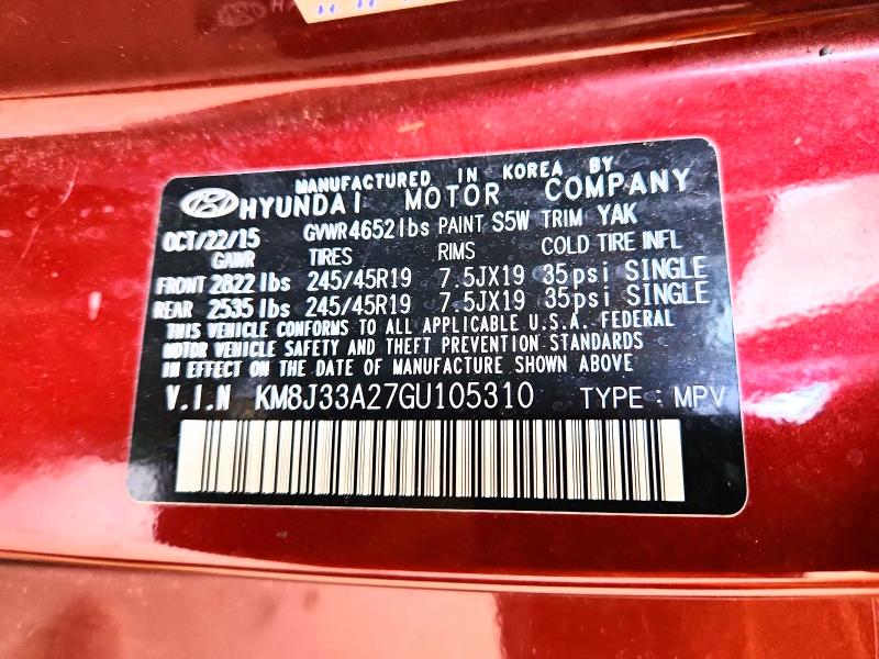 Продажа на аукционе авто 2016 Hyundai Tucson, vin: KM8J33A27GU105310, номер лота: 47946246