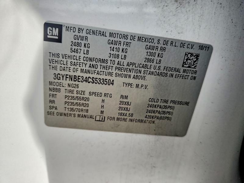 Продаж на аукціоні авто 2012 Cadillac Srx, vin: 3GYFNBE34CS533504, номер лоту: 48178916