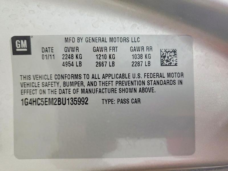 50117296 :رقم المزاد ، 1G4HC5EM2BU135992 vin ، 2011 Buick Lucerne مزاد بيع
