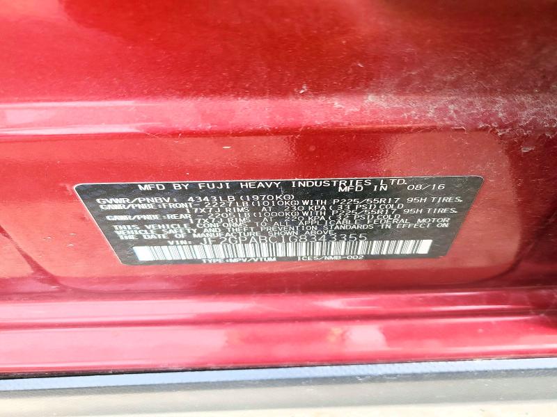 Aukcja sprzedaży 2016 Subaru Crosstrek, vin: JF2GPABC1G8343355, numer aukcji: 51130426