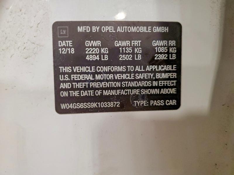 Aukcja sprzedaży 2019 Buick Regal, vin: W04GS6SS9K1033872, numer aukcji: 49148726