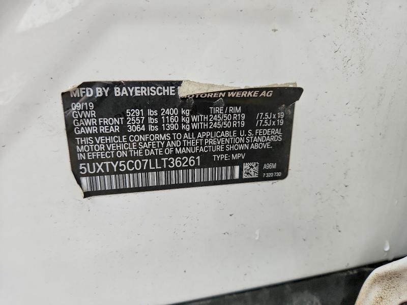 49390336 :رقم المزاد ، 5UXTY5C07LLT36261 vin ، 2020 Bmw X3 مزاد بيع