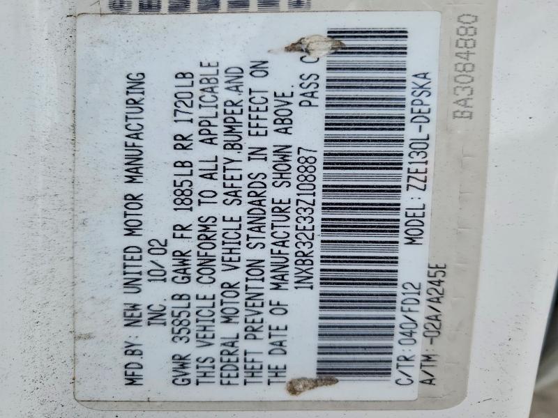 Aukcja sprzedaży 2003 Toyota Corolla, vin: 1NXBR32E33Z108887, numer aukcji: 50138806