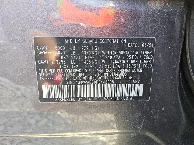 Aukcja sprzedaży 2024 Subaru Ascent, vin: 4S4WMAED8R3442998, numer aukcji: 48913816