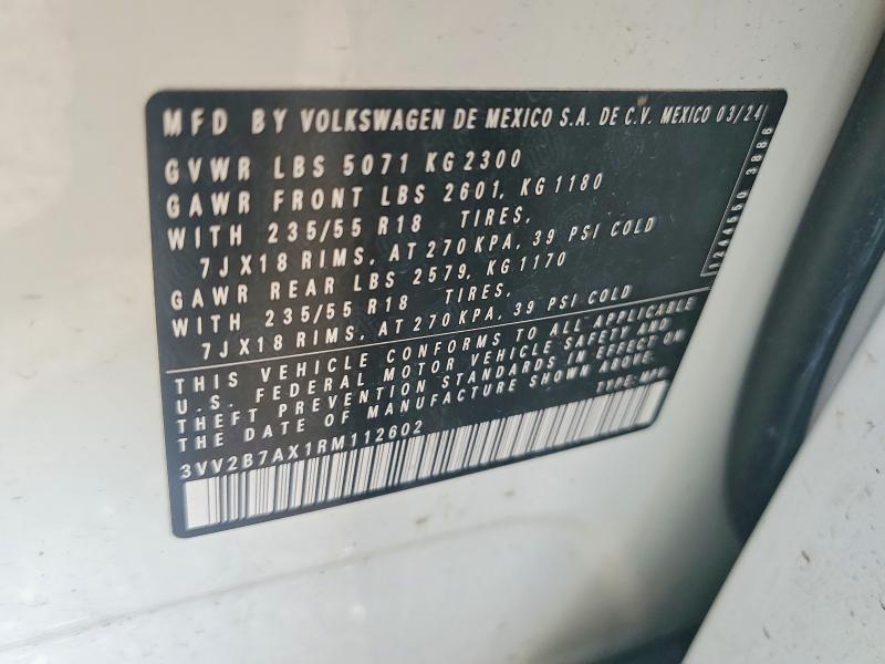 Продаж на аукціоні авто 2024 Volkswagen Tiguan, vin: 3VV2B7AX1RM112602, номер лоту: 51303496