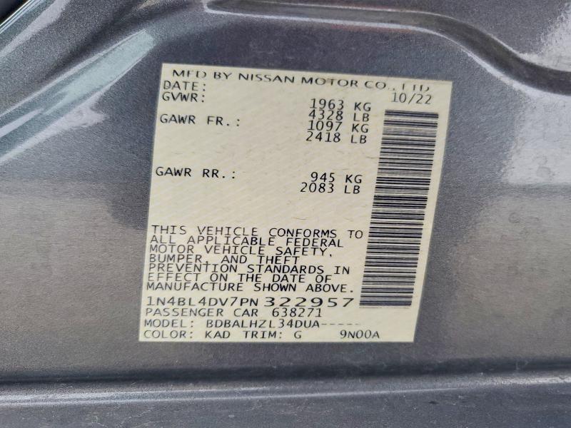 Продажа на аукционе авто 2023 Nissan Altima, vin: 1N4BL4DV7PN322957, номер лота: 51380816