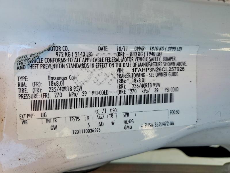 2012 Ford Focus მანქანა იყიდება აუქციონზე, vin: 1FAHP3N26CL257926, აუქციონის ნომერი: 49685956