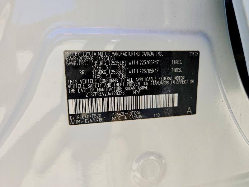 Aukcja sprzedaży 2018 Toyota Rav4, vin: 2T3ZFREV2JW429376, numer aukcji: 49567396