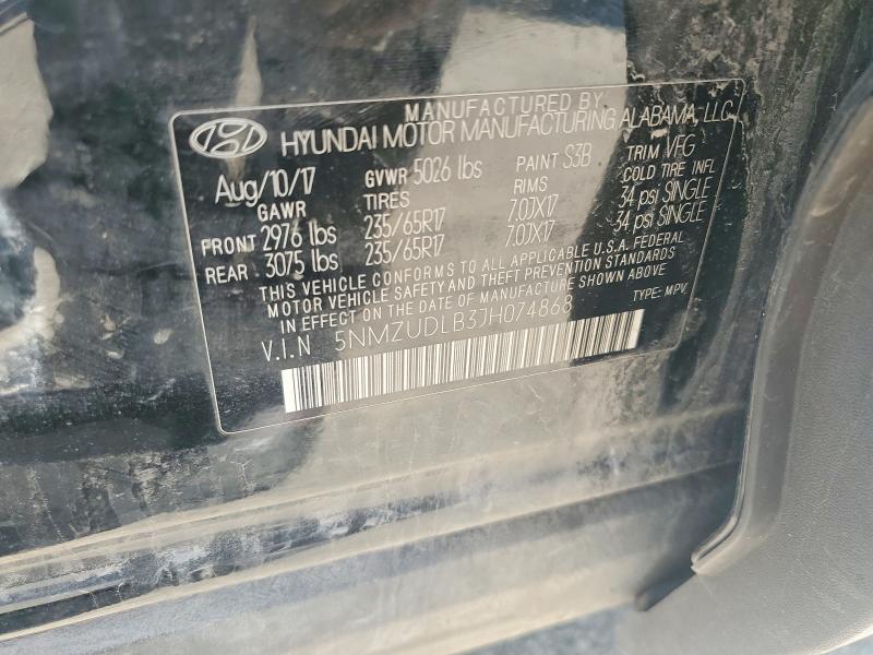 50893536 :رقم المزاد ، 5NMZUDLB3JH074868 vin ، 2018 Hyundai Santa Fe Sport مزاد بيع