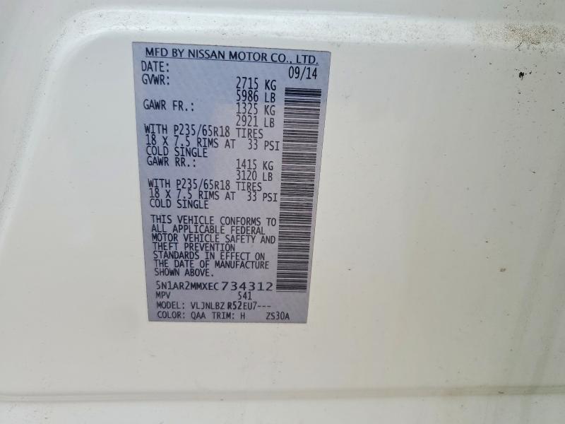 Продажа на аукционе авто 2014 Nissan Pathfinder, vin: 5N1AR2MMXEC734312, номер лота: 49140836