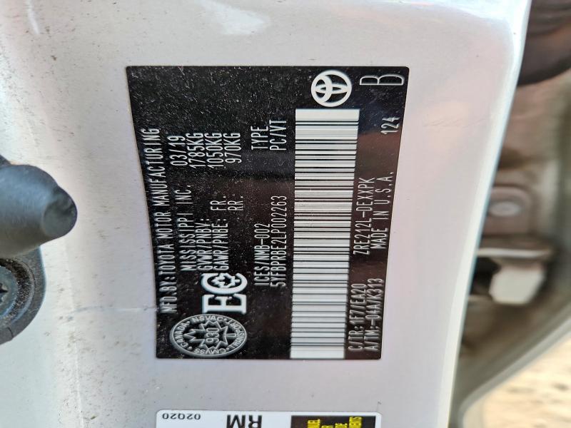 50979146 :رقم المزاد ، 5YFBPRBE2LP002263 vin ، 2020 Toyota Corolla مزاد بيع