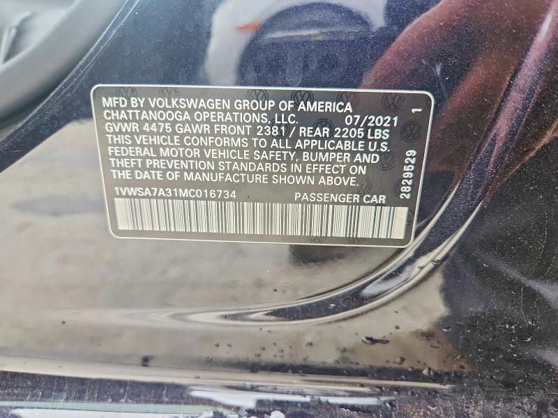 51321856 :رقم المزاد ، 1VWSA7A31MC016734 vin ، 2021 Volkswagen Passat مزاد بيع