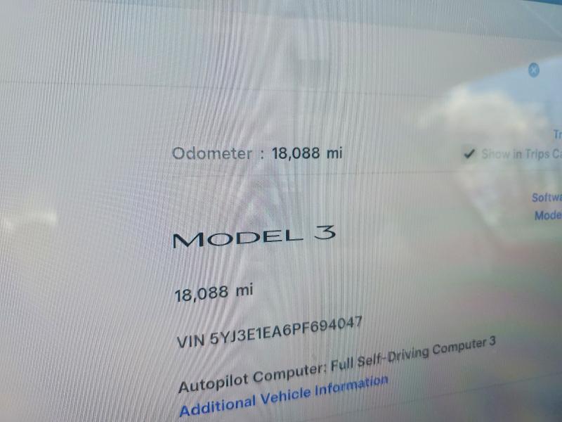 Продаж на аукціоні авто 2023 Tesla Model 3, vin: 5YJ3E1EA6PF694047, номер лоту: 48891906