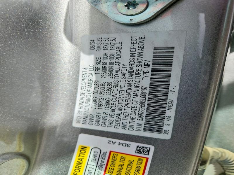 Aukcja sprzedaży 2025 Honda Cr-v, vin: 5J6RS6H58SL008167, numer aukcji: 50319786