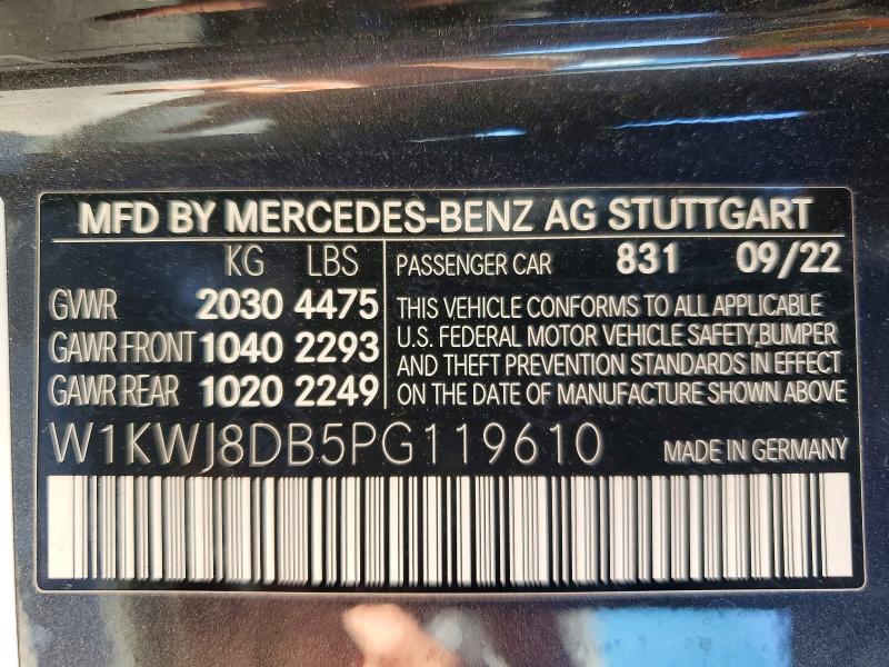 Продаж на аукціоні авто 2023 Mercedes-benz C, vin: W1KWJ8DB5PG119610, номер лоту: 49488306