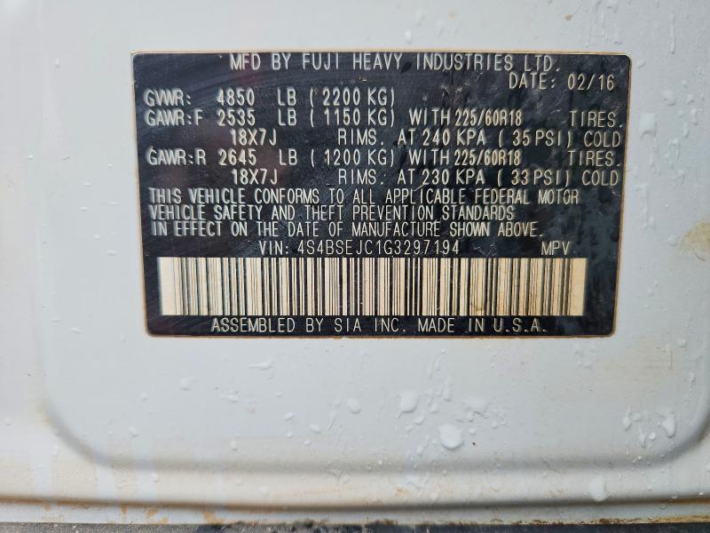 51849786 :رقم المزاد ، 4S4BSEJC1G3297194 vin ، 2016 Subaru Outback مزاد بيع