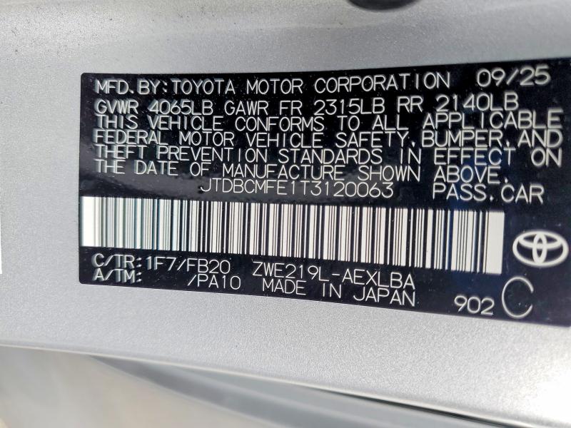 50763526 :رقم المزاد ، JTDBCMFE1T3120063 vin ، 2026 Toyota Corolla Hybrid مزاد بيع