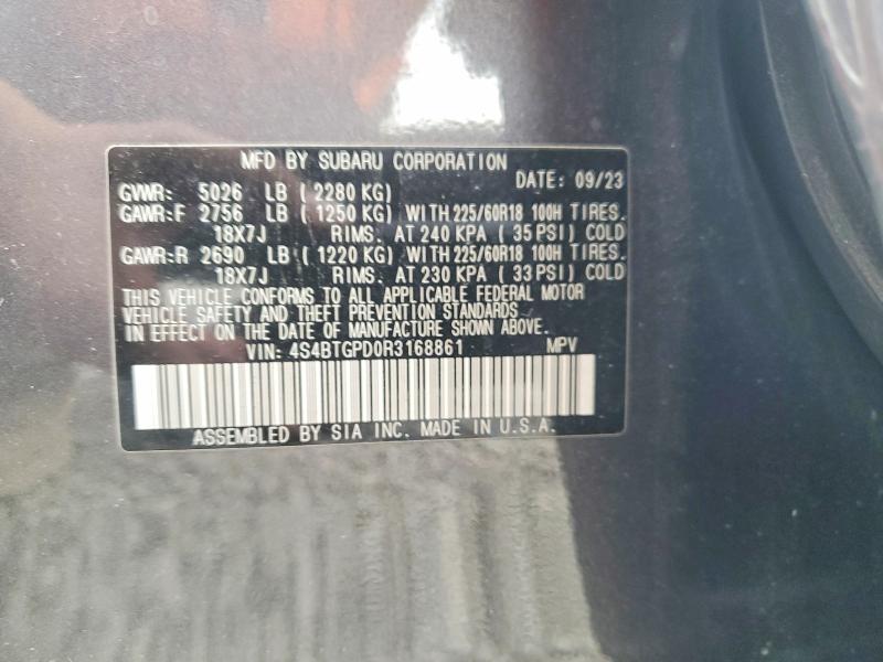 Продажа на аукционе авто 2024 Subaru Outback, vin: 4S4BTGPD0R3168861, номер лота: 51591756