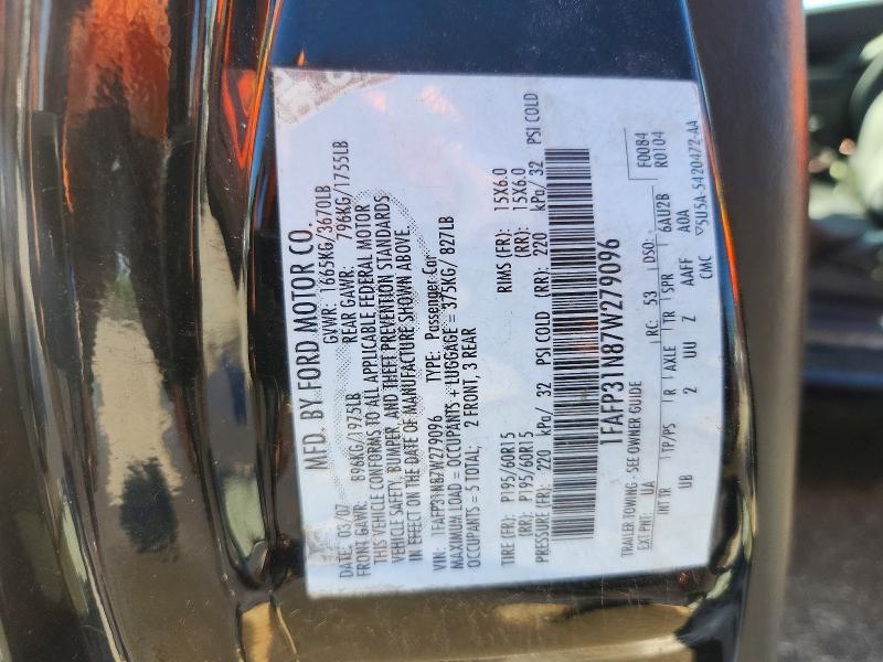 Aukcja sprzedaży 2007 Ford Focus, vin: 1FAFP31N87W279096, numer aukcji: 50187216
