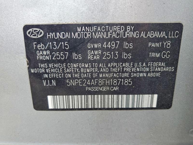2015 Hyundai Sonata მანქანა იყიდება აუქციონზე, vin: 5NPE24AF8FH187185, აუქციონის ნომერი: 50168556
