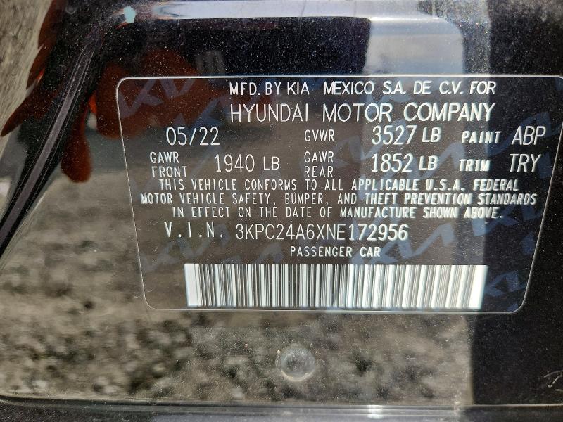 Aukcja sprzedaży 2022 Hyundai Accent, vin: 3KPC24A6XNE172956, numer aukcji: 48989396