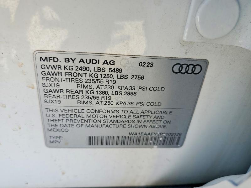 Aukcja sprzedaży 2023 Audi Q5, vin: WA1EAAFY2P2102026, numer aukcji: 49012696