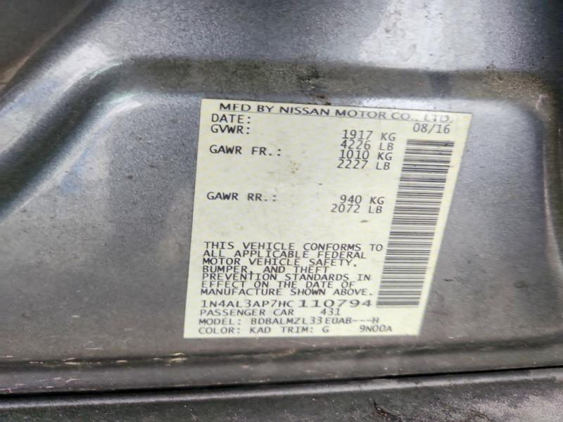 51442486 :رقم المزاد ، 1N4AL3AP7HC110794 vin ، 2017 Nissan Altima مزاد بيع