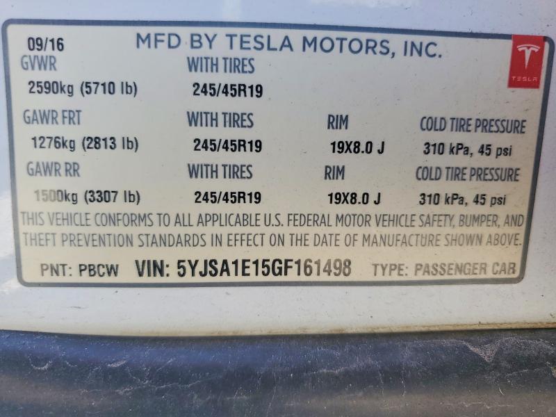 Aukcja sprzedaży 2016 Tesla Model S, vin: 5YJSA1E15GF161498, numer aukcji: 48865836