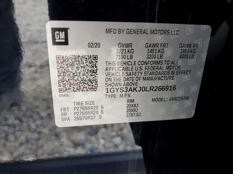49794866 :رقم المزاد ، 1GYS3AKJ0LR266916 vin ، 2020 Cadillac Escalade مزاد بيع