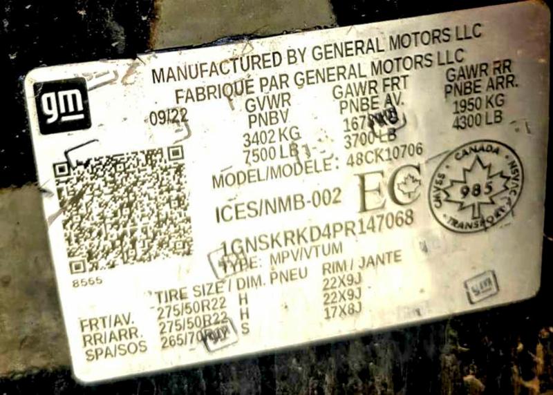 2023 Chevrolet Tahoe მანქანა იყიდება აუქციონზე, vin: 1GNSKRKD4PR147068, აუქციონის ნომერი: 49284866
