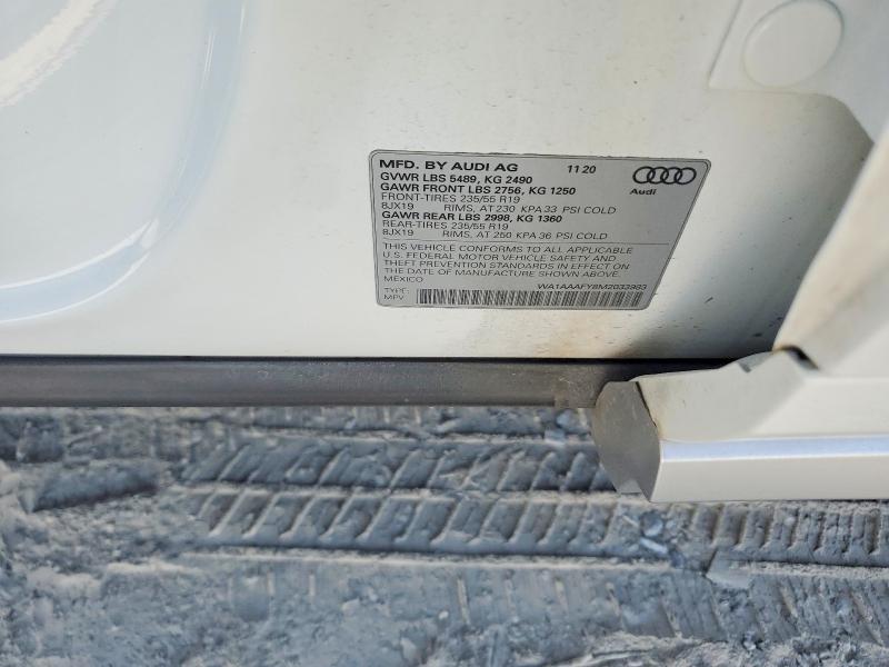 47017146 :رقم المزاد ، WA1AAAFY8M2033983 vin ، 2021 Audi Q5 مزاد بيع